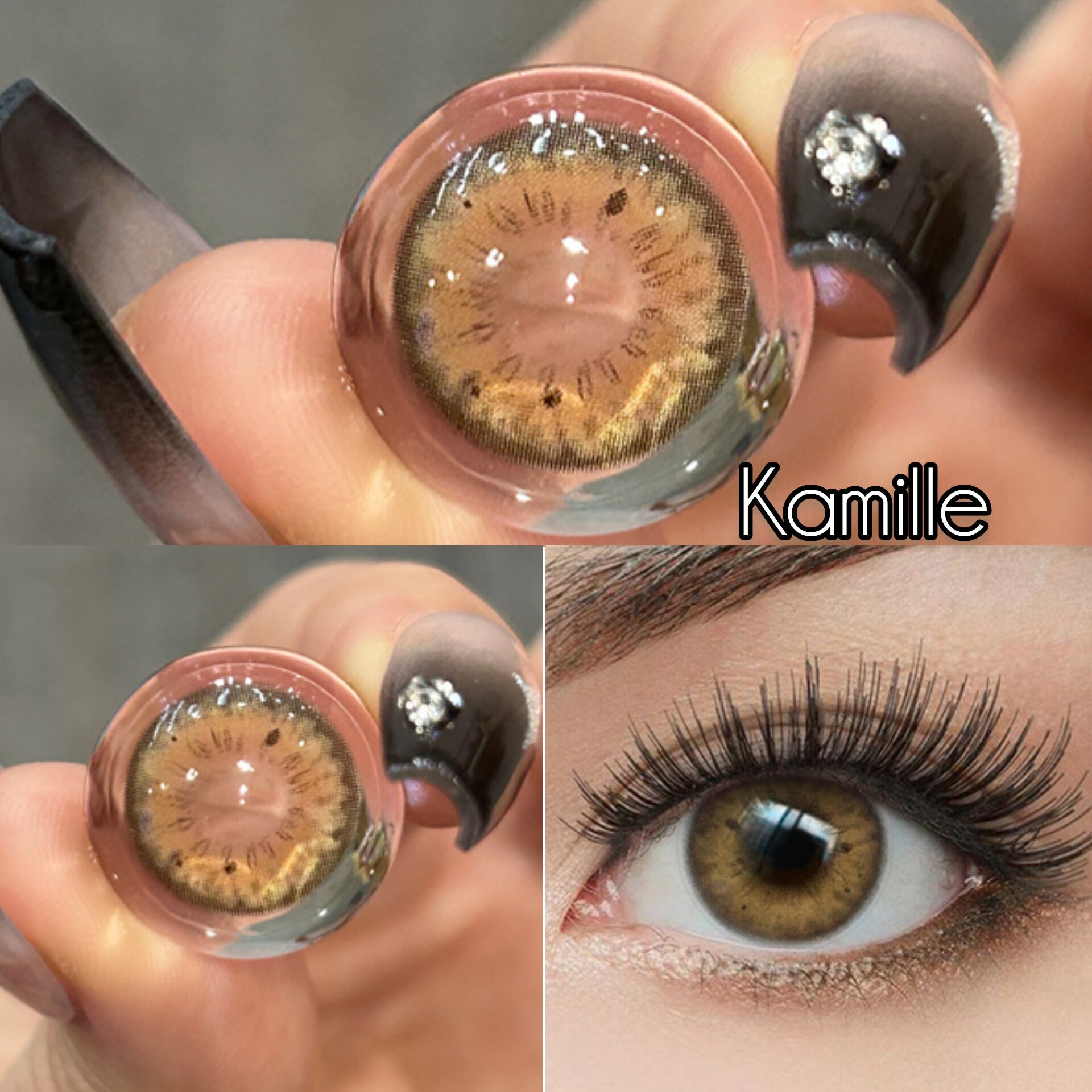 🥰Lentillas cosméticas tono natural Kamille. Combinación de miel con verde , duración 12 meses.