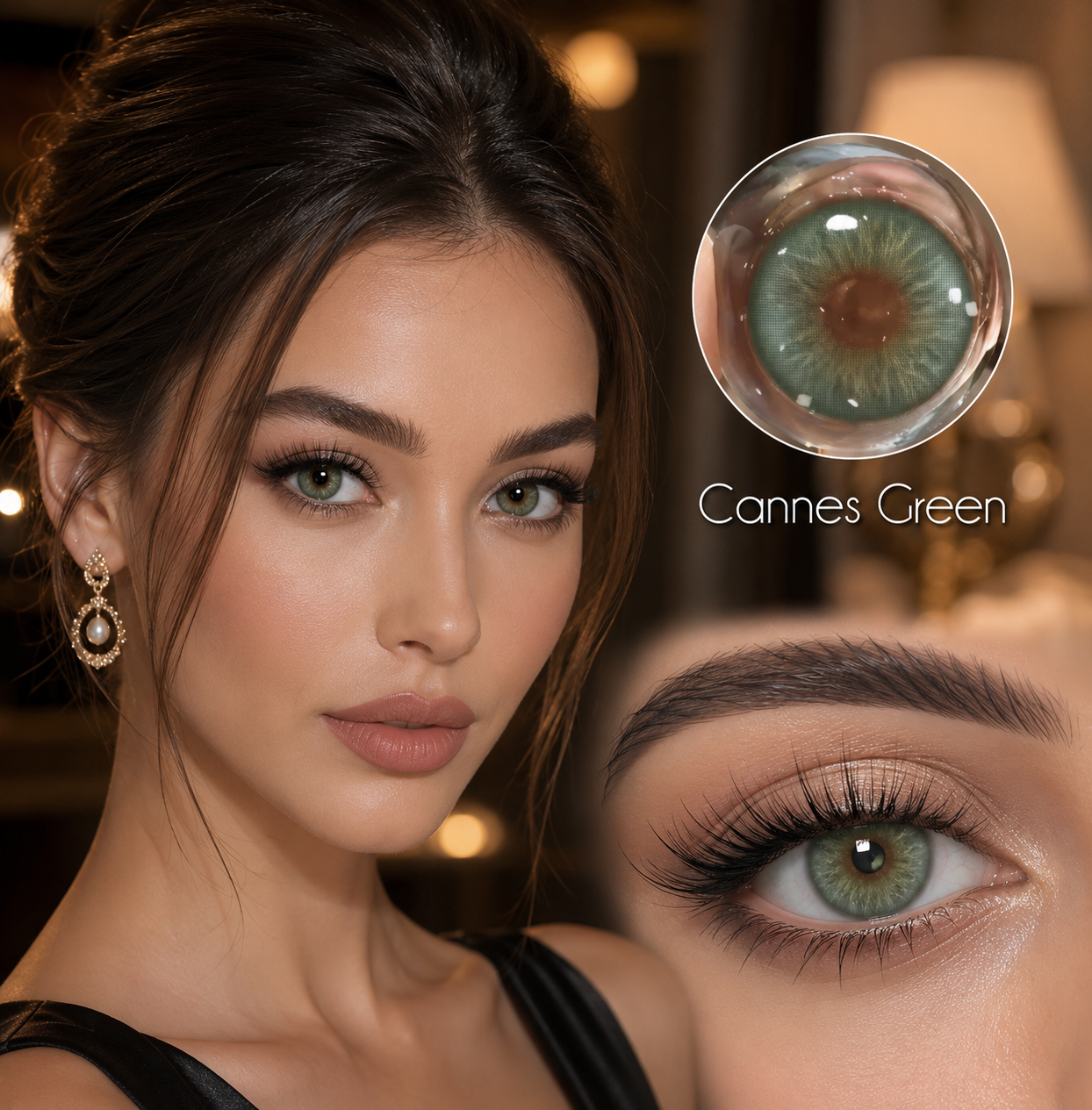 💚Lentillas cosméticas Canees Green duración anual 12 meses, 1 par , incluye estuche.