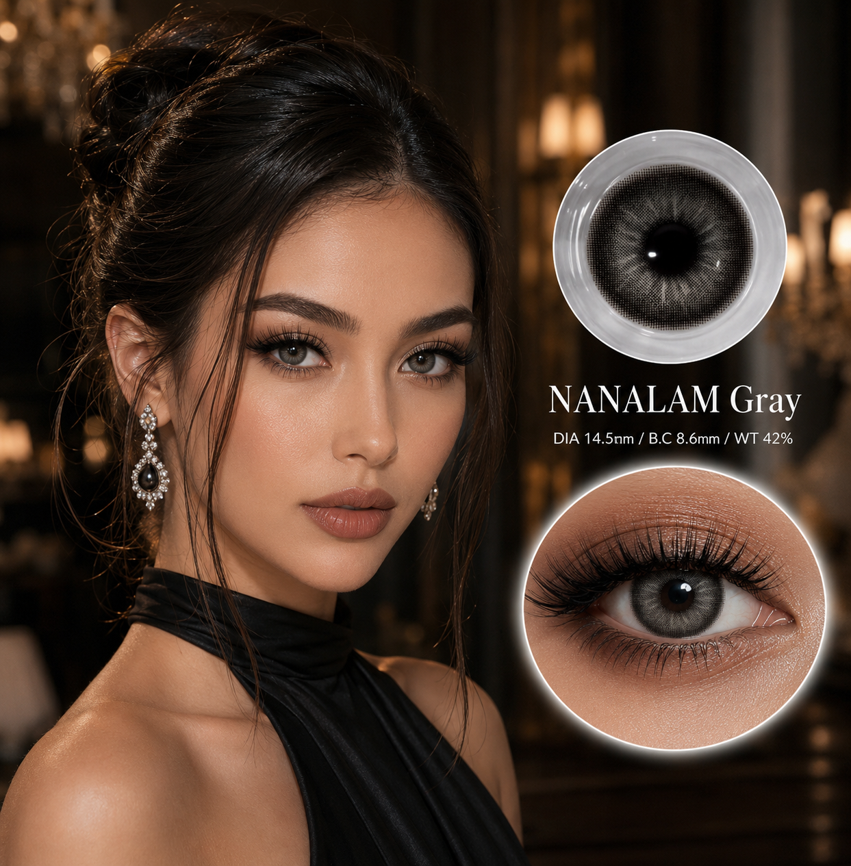 🥰Lentillas cosméticas tono Nanalam Gray ojos de muñeca 🩶